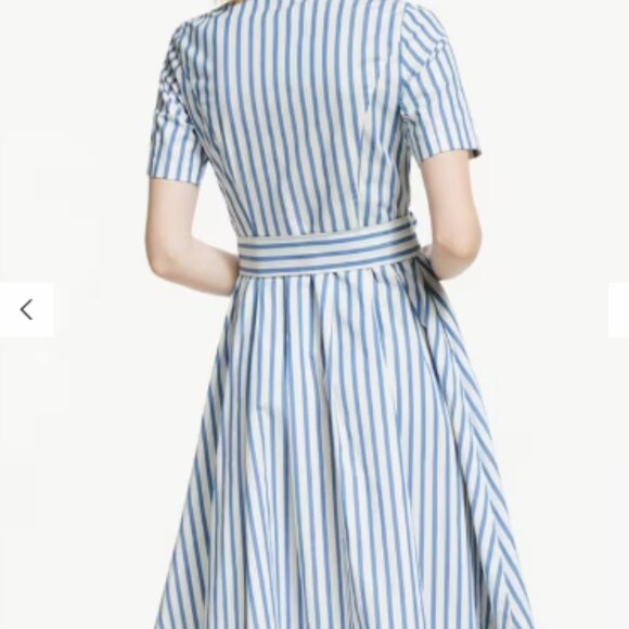 Boden Anastasia Tie Front Shirtdress Blue White Stripe Size US 4R UK 8R - Picture 2 of 4